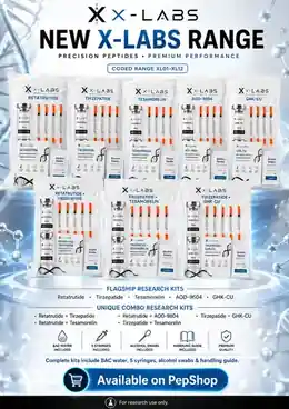 New X-LABS range XL01 to XL12, including flagship research kits and unique peptide combination kits, available on PepShop